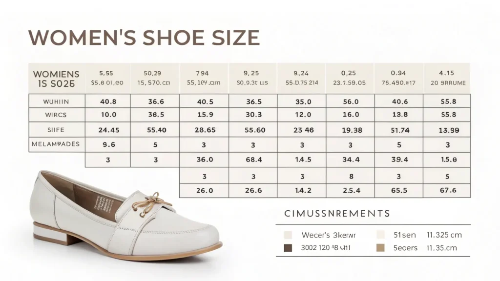 bảng size giày nữ