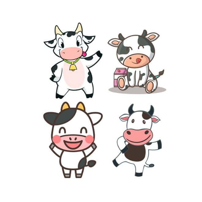 Sticker bò sữa cute