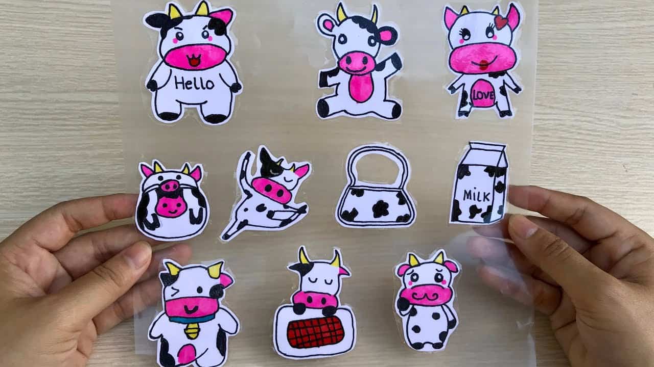 Sticker bò sữa cute