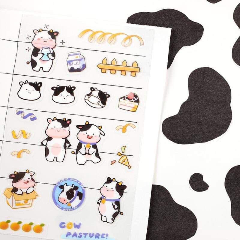 Sticker bò sữa cute