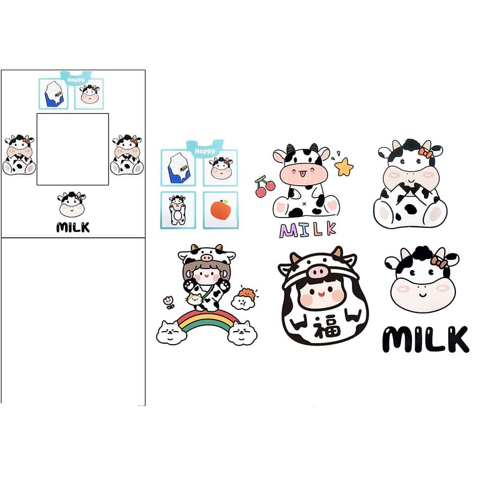 Sticker bò sữa cute