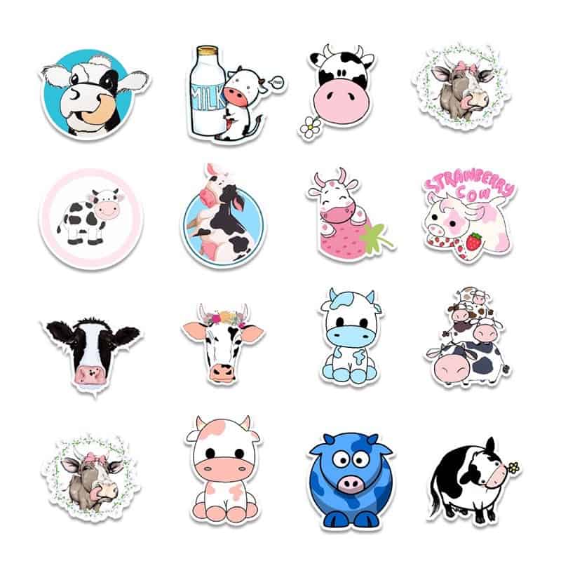 Sticker bò sữa cute