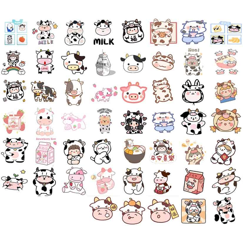 Sticker bò sữa cute