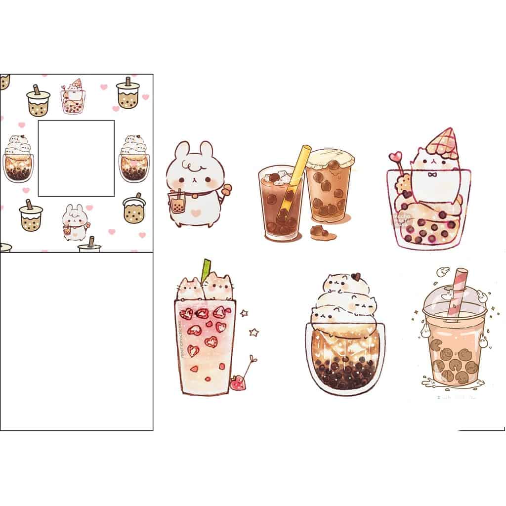 Sticker trà sữa ngộ nghĩnh đáng yêu