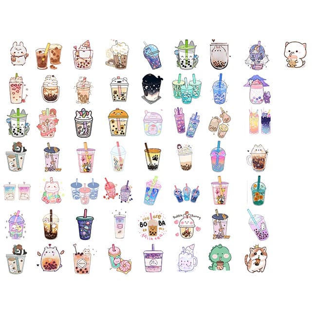 Sticker trà sữa ngộ nghĩnh đáng yêu