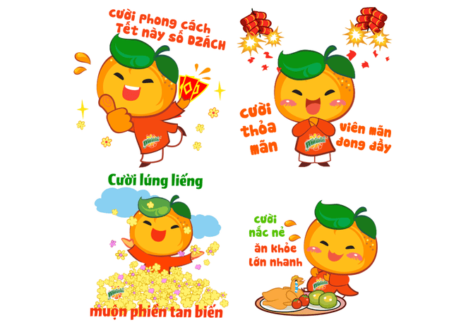 sticker tết vui nhộn, hóm hỉnh