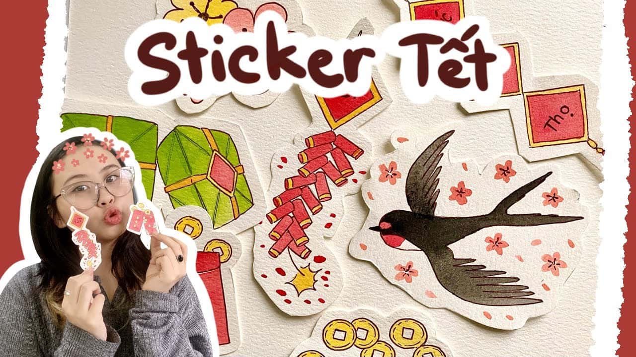 sticker tết vui nhộn, hóm hỉnh