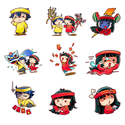 sticker tết vui nhộn, hóm hỉnh