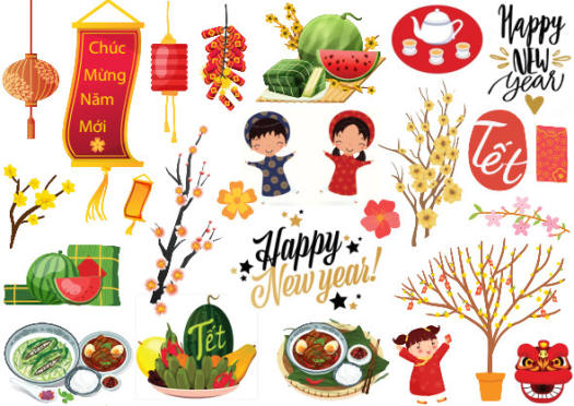 sticker tết vui nhộn, hóm hỉnh