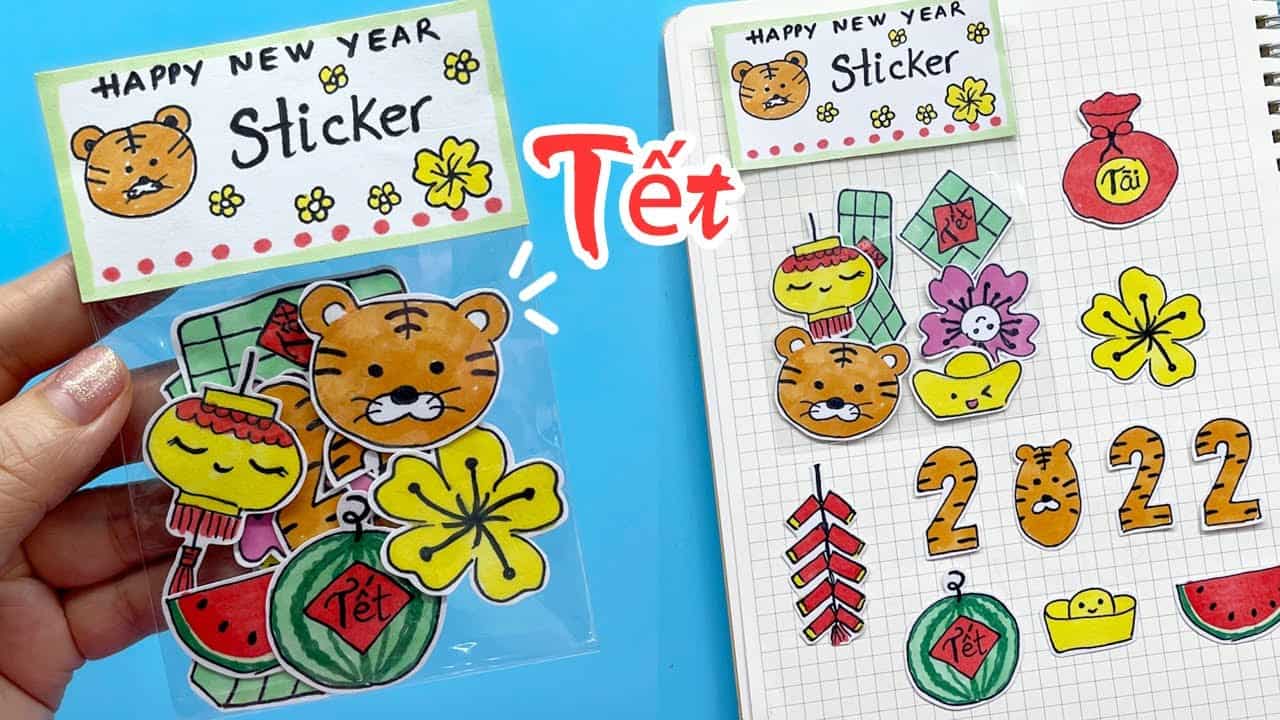 sticker tết vui nhộn, hóm hỉnh