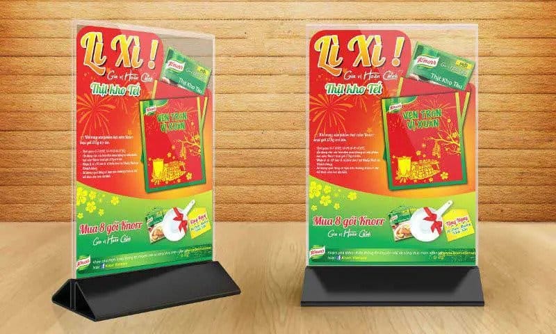 2.1 Kích thước standee mini để bàn