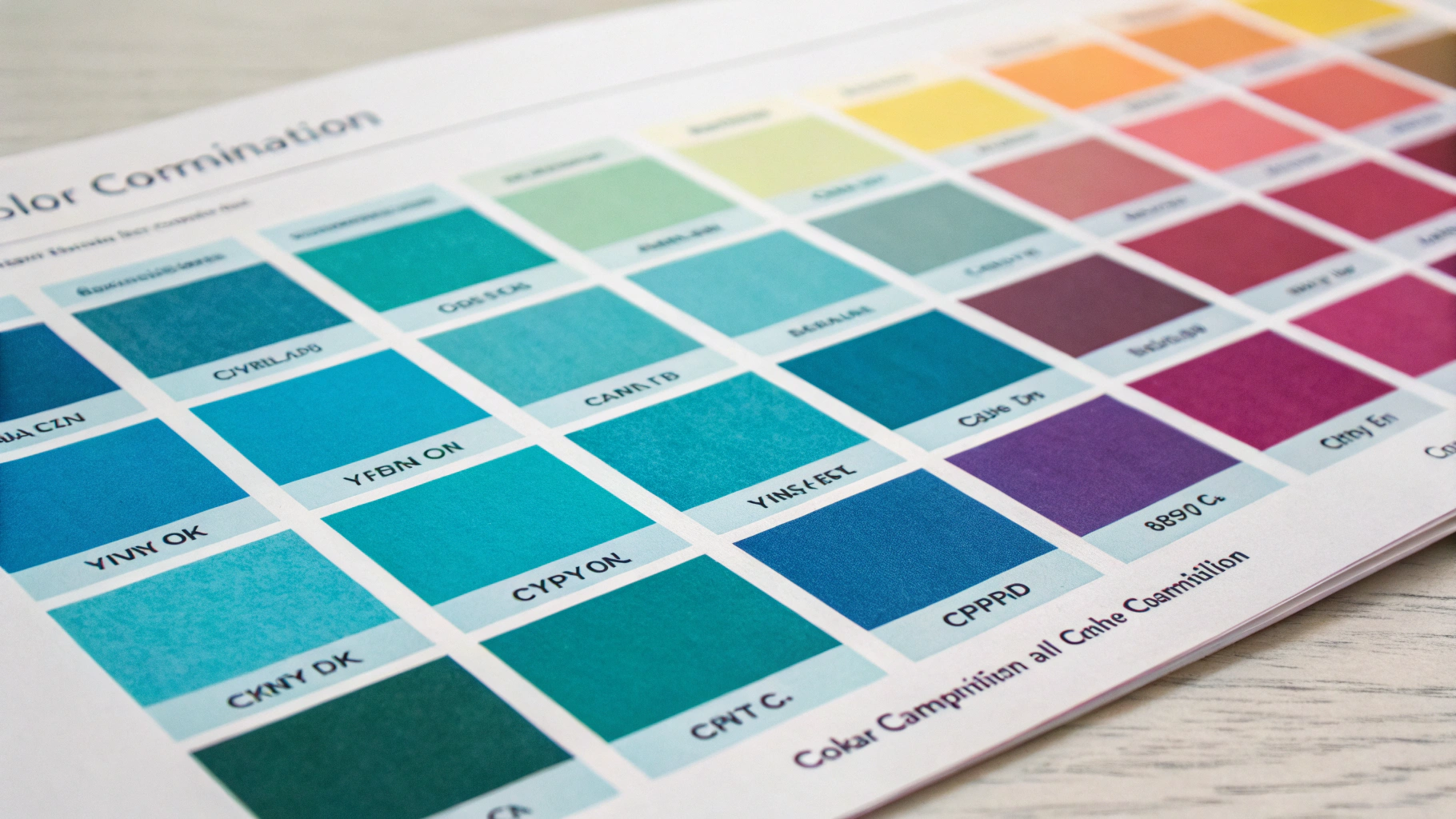 Bảng phối màu Cyan trong hệ CMYK