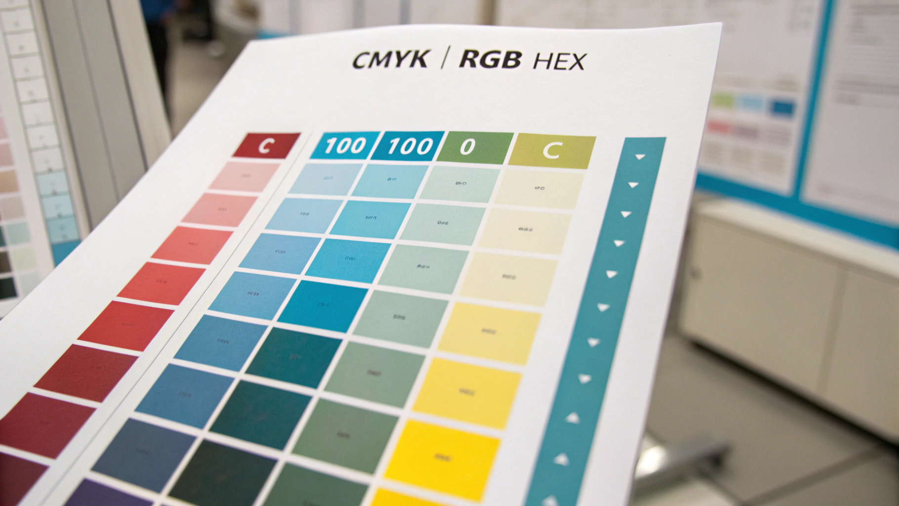Bảng mã màu Cyan trong các hệ CMYK, RGB, Hex