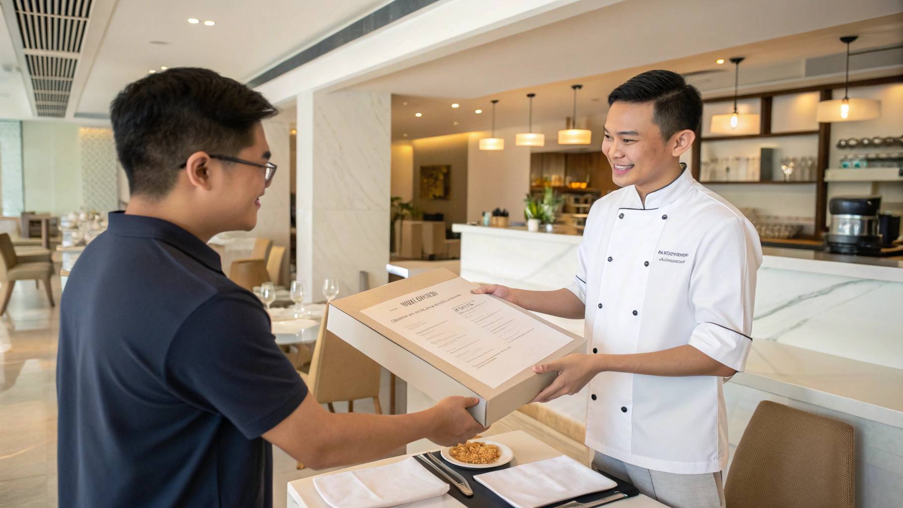 Hình ảnh kiểm tra và giao hàng menu tại Kimconcept