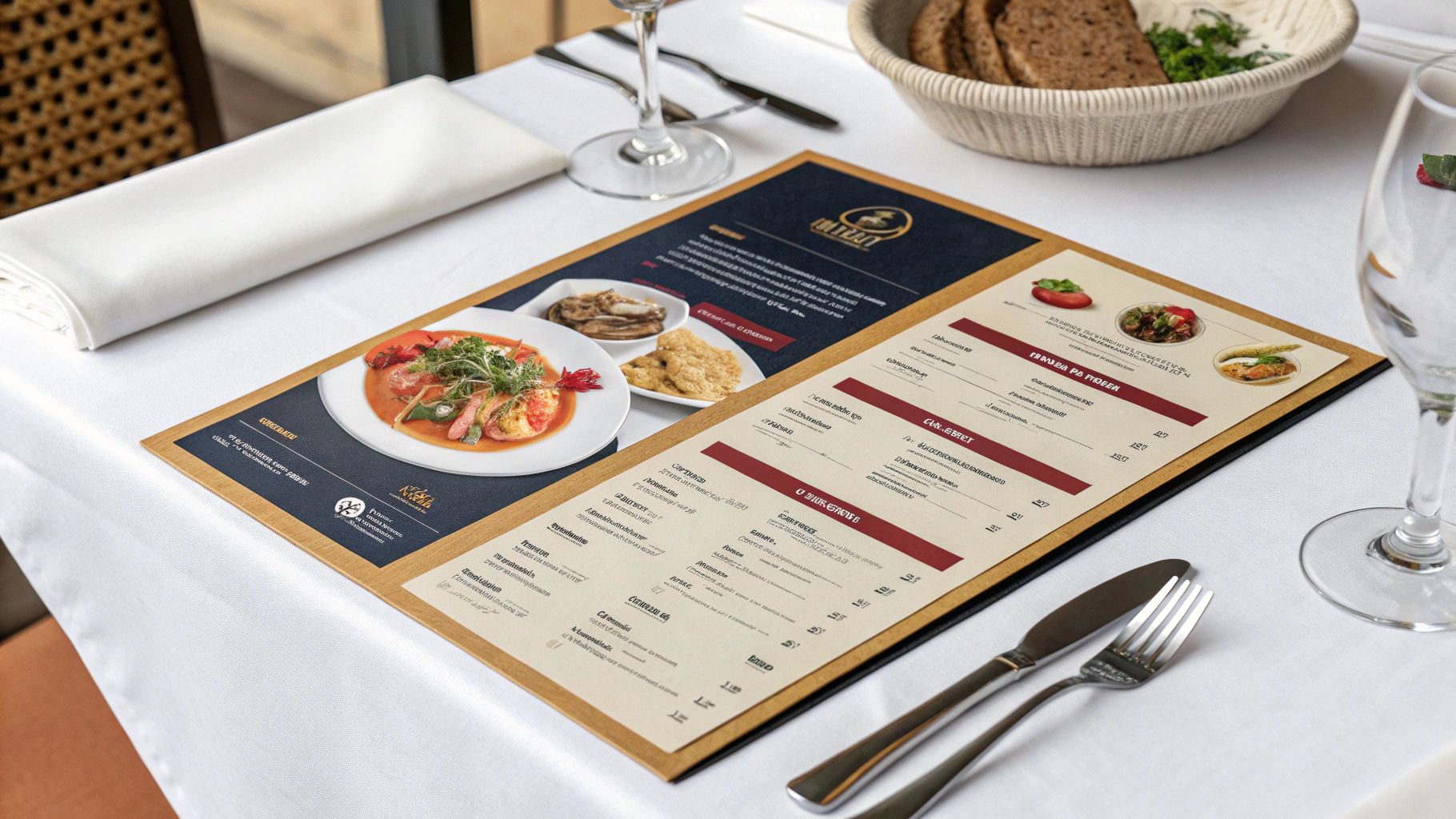 **Thiết kế menu** chuyên nghiệp với bố cục rõ ràng