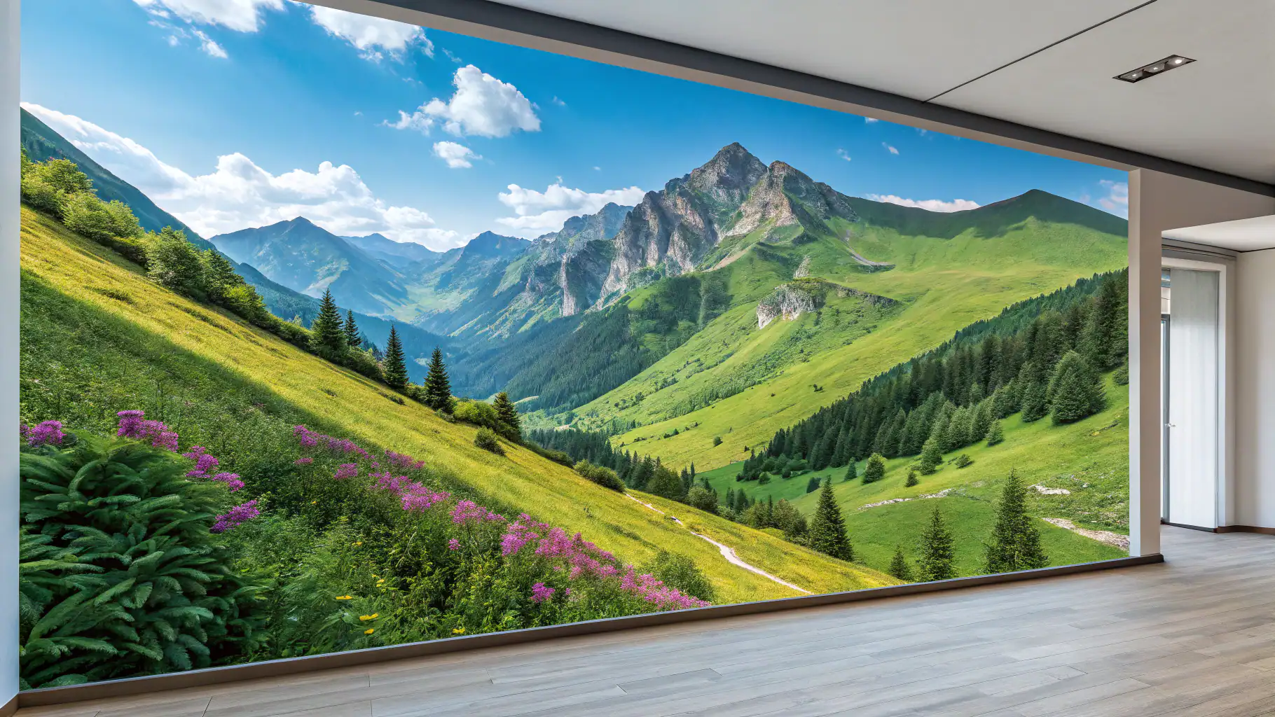 Tranh dán tường 3D tạo không gian sống động