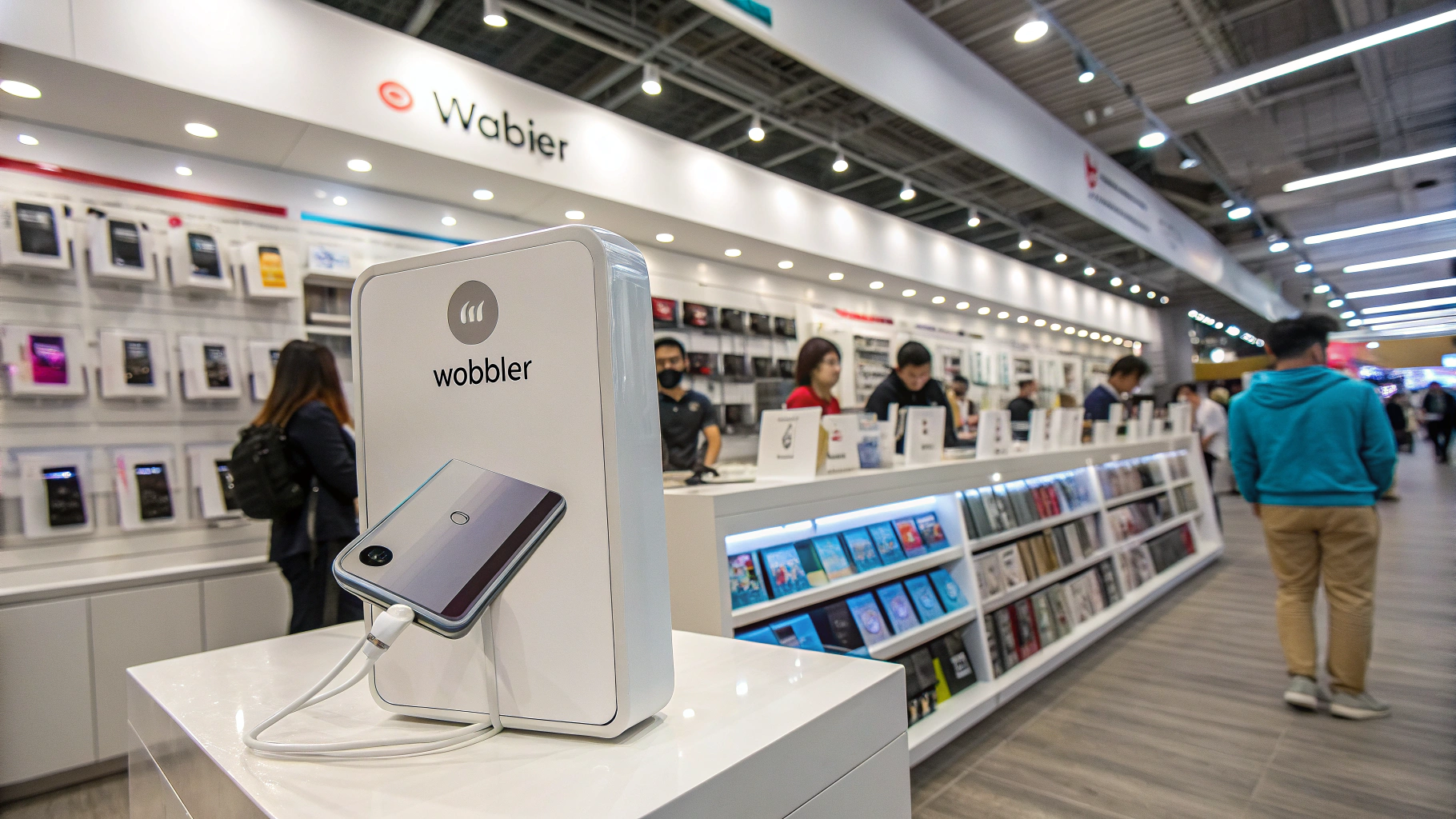 Wobbler quảng cáo phụ kiện điện tử tại cửa hàng