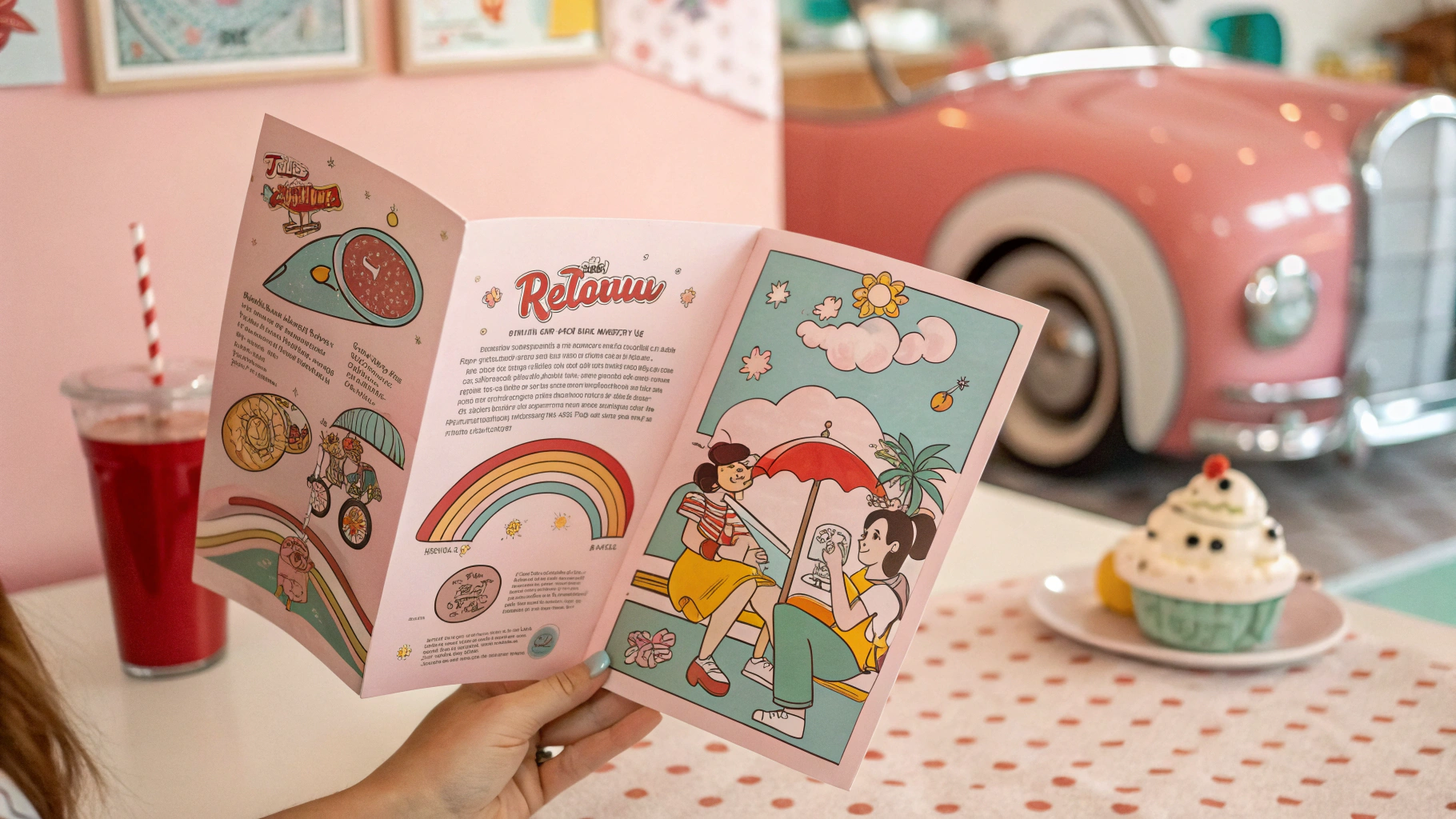Thiết kế Brochure với phong cách hoạt hình retro