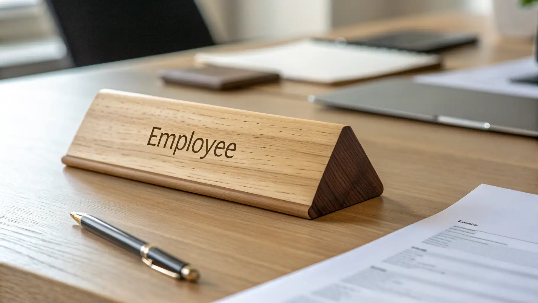 Bảng tên chức danh gỗ trên bàn làm việc