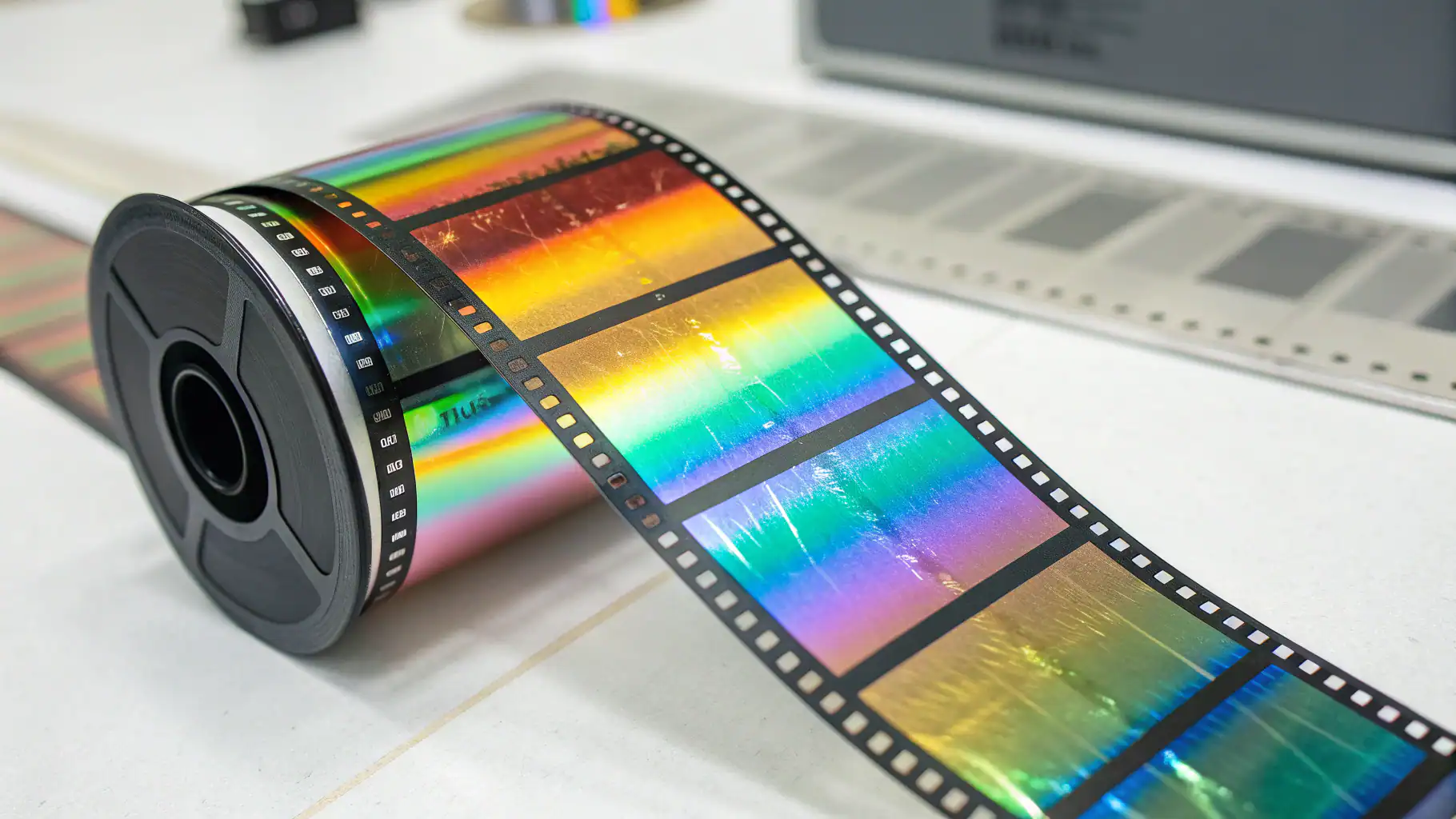 Màng hologram 7 màu dùng để in tem.