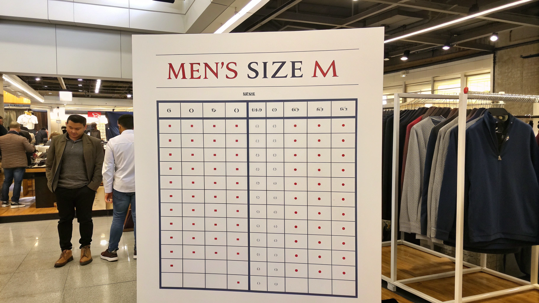 Bảng chiều cao và cân nặng size M nam