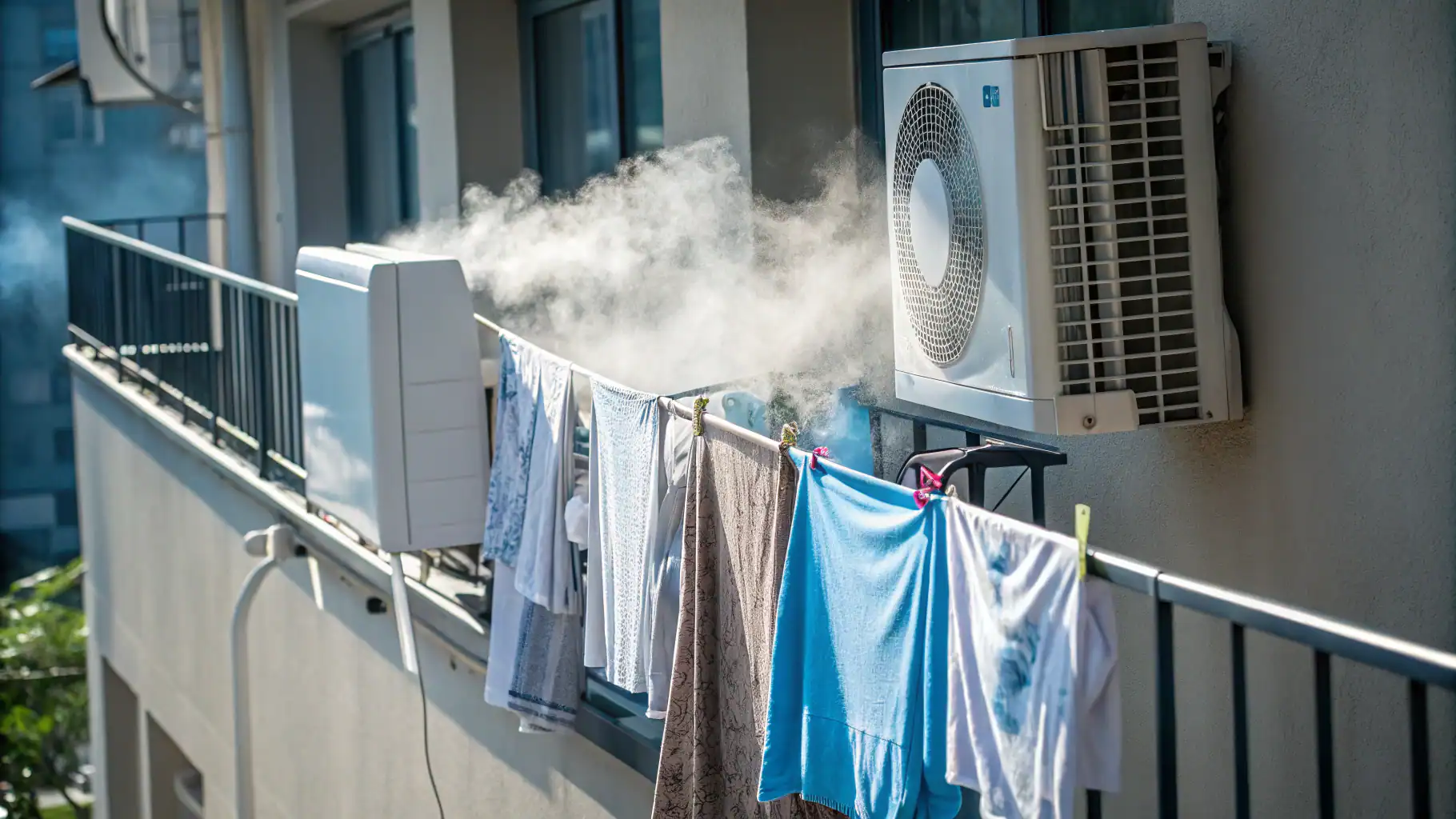 Phơi quần áo gần cục nóng máy lạnh để khô nhanh