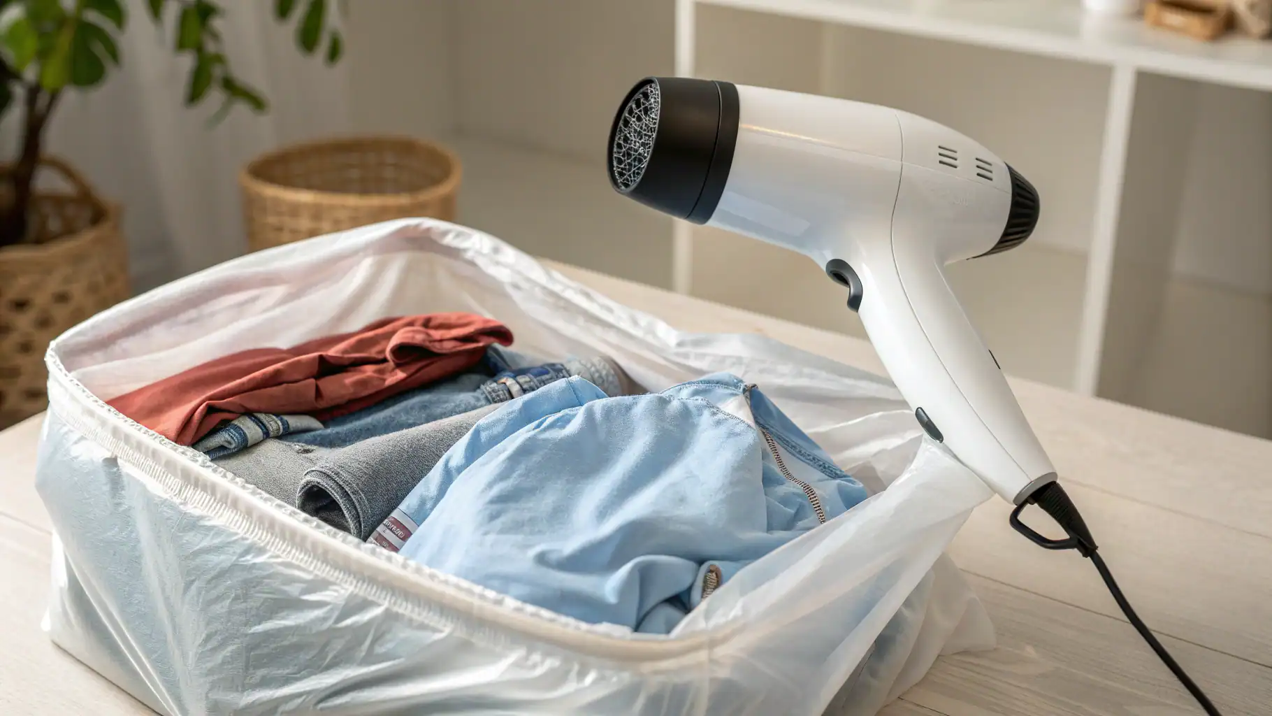 Sử dụng máy sấy tóc để làm khô quần áo hiệu quả