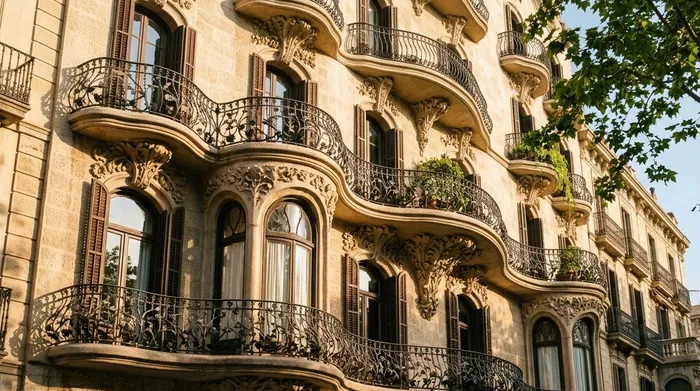 Illustration of a Modernist building facade in Barcelona
