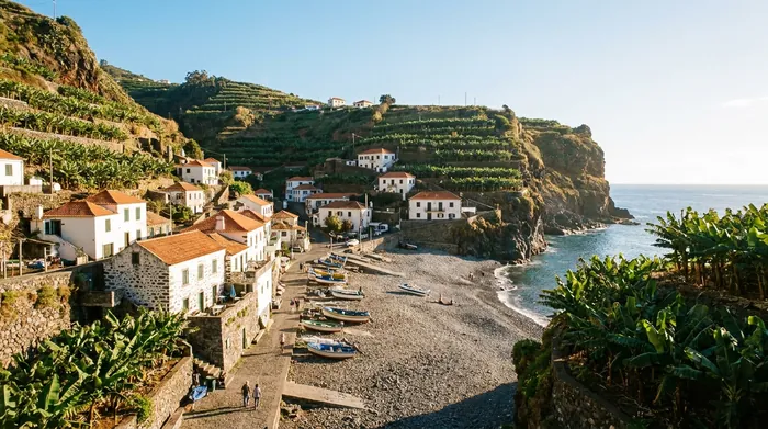 Illustration of a sunny village on Madeira's south-west coast