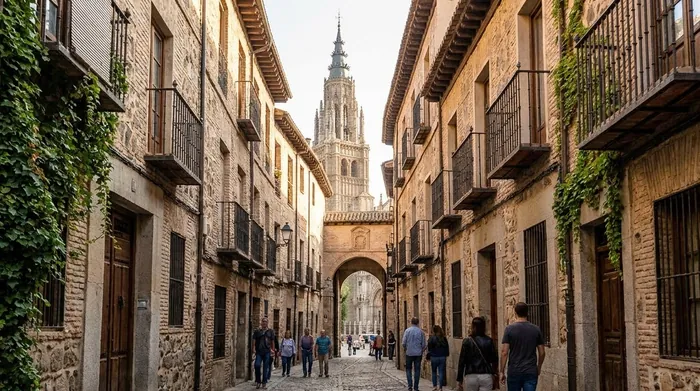 Illustration of a narrow medieval street in Toledo
