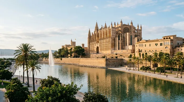 Illustration of Palma's Gothic cathedral on the seafront