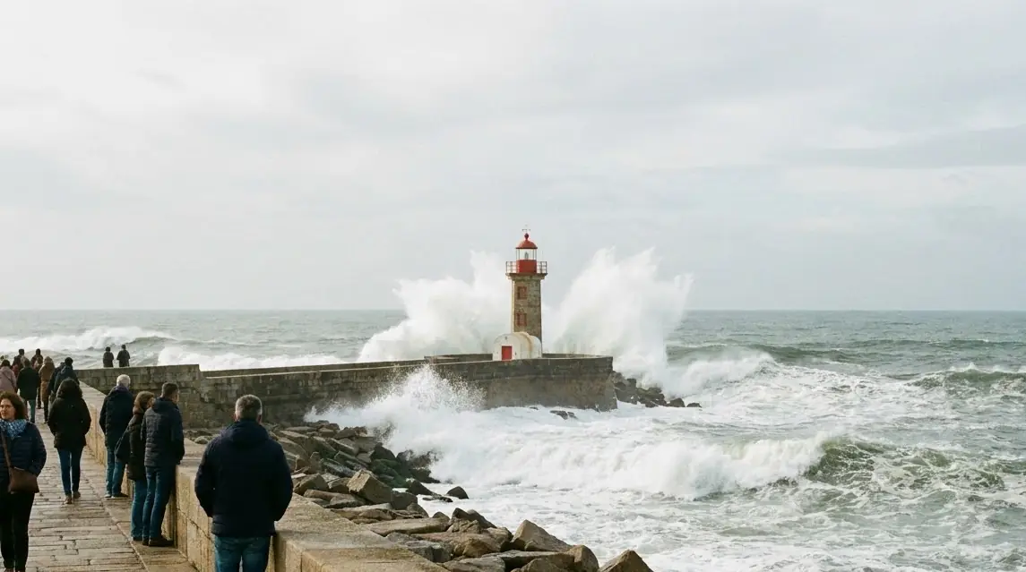 The Foz do Douro promenade and Felgueiras lighthouse where the Douro meets the Atlantic