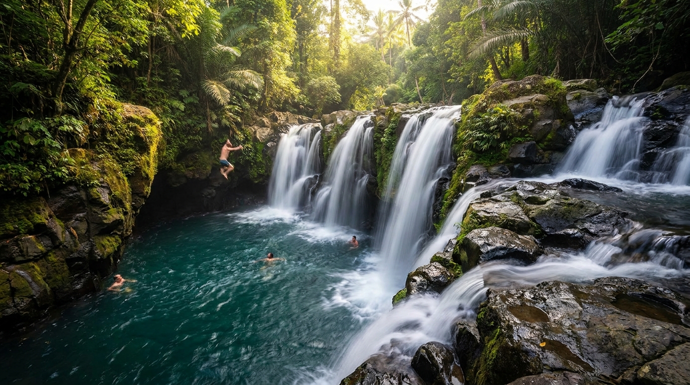 Adventure Bali Waterfalls — Cliff Jumping & Swimming — Bali