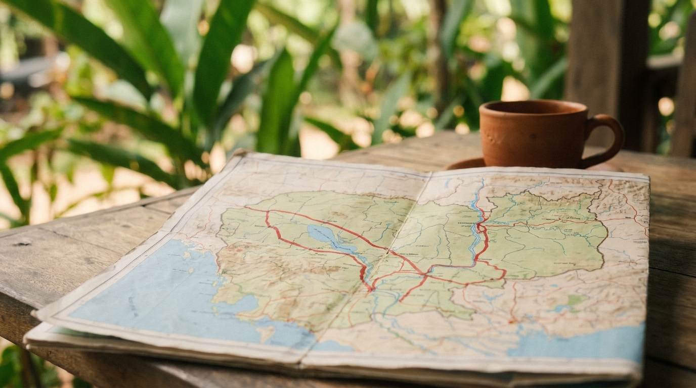 What does the 7-day Cambodia route look like at a glance? in Southeast Asia