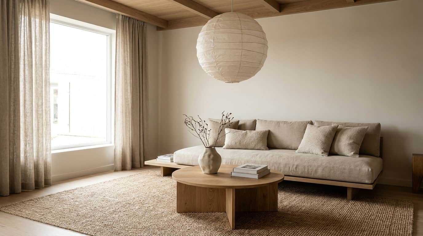 Japandi layered lighting setup