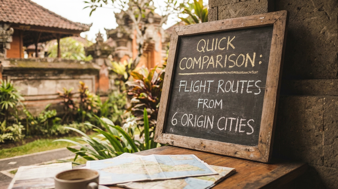 Quick Comparison: Flight Routes from 6 Origin Cities in Bali, Indonesia