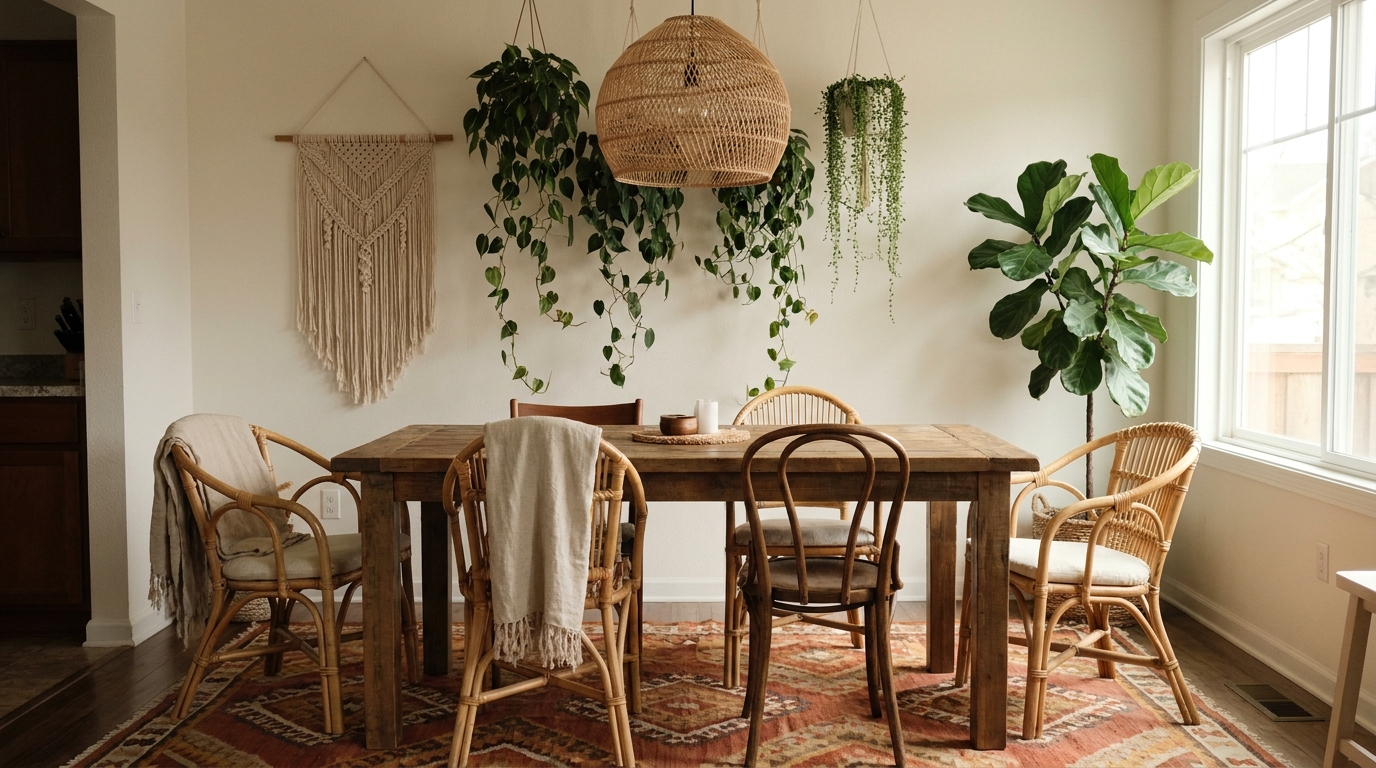 Bohemian Modern living room iconic styling