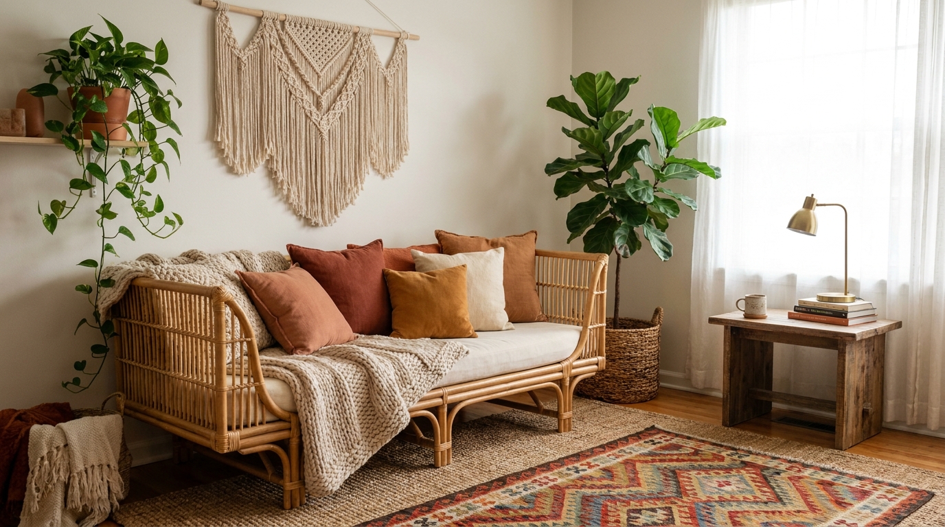 Western Boho living room iconic styling