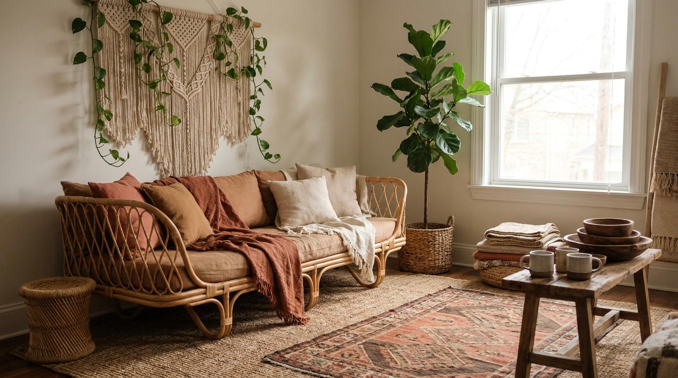 Boho plant corner statement setups