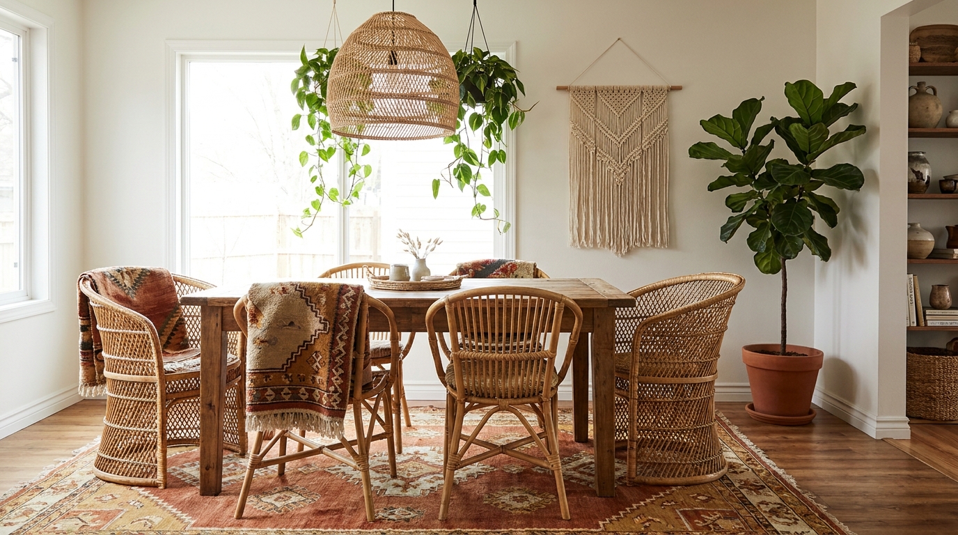 Boho fall mantel and tabletop