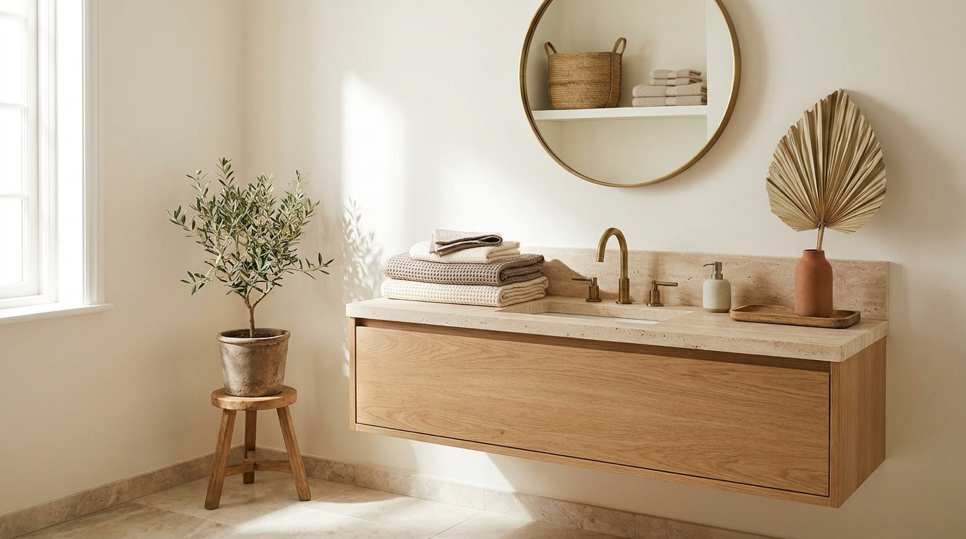 Seven-element boho minimalist bathroom checklist