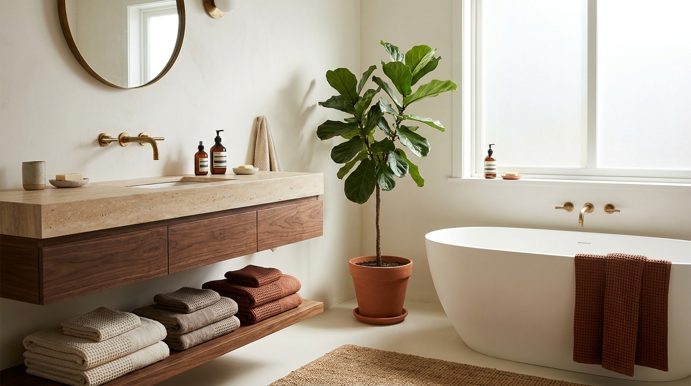 Jewel-tone boho minimalist bathroom variant for 2026
