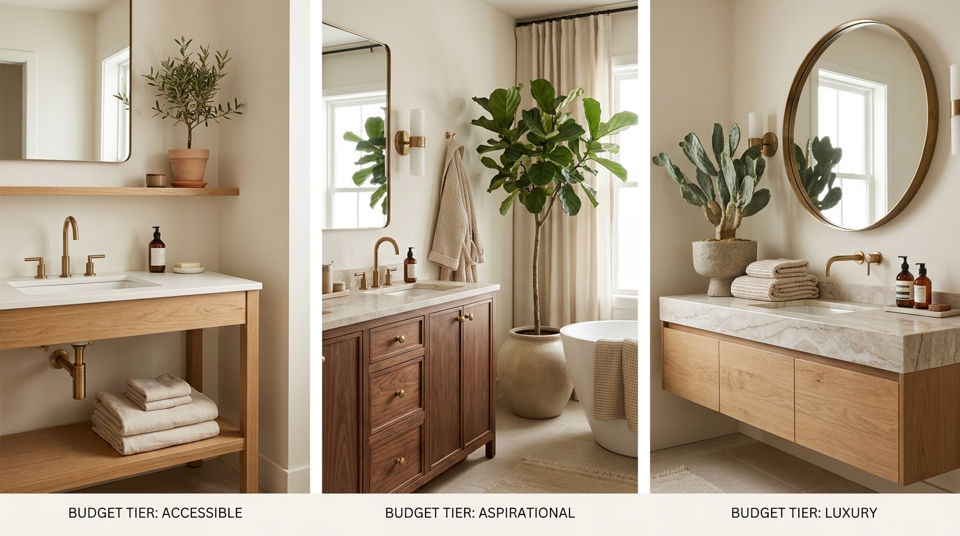 Bathroom decor budget tiers — feature