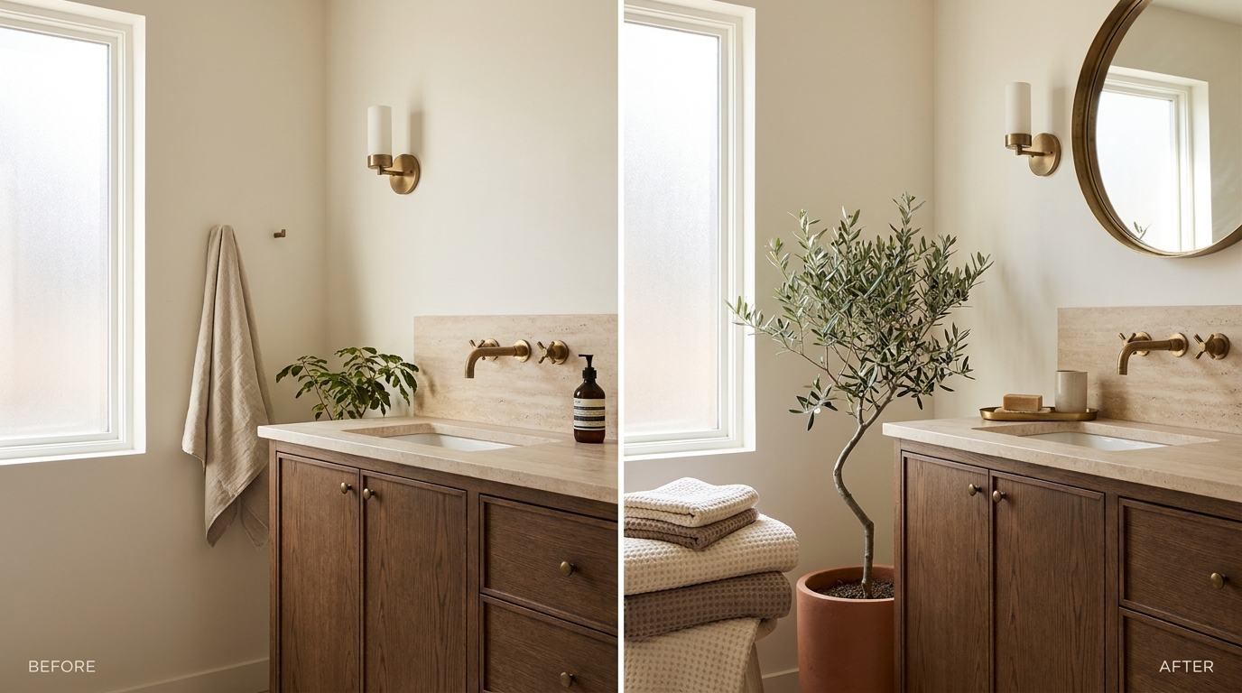 Bathroom before after styling moves