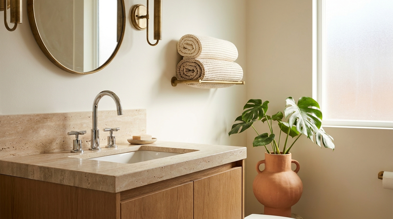 Chrome bathroom faucet inline-4