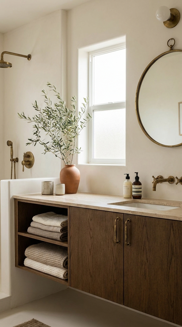 Modern bathroom lighting and hardware swap