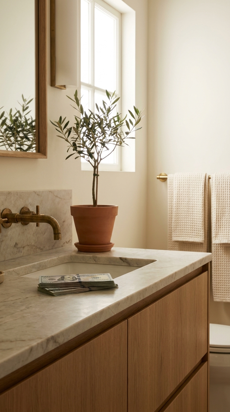 Full $100 modern bathroom stack laid out