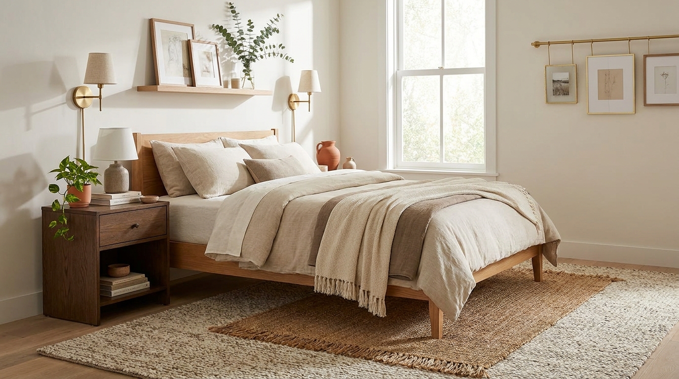 Bedroom rugs and storage nightstand ideas