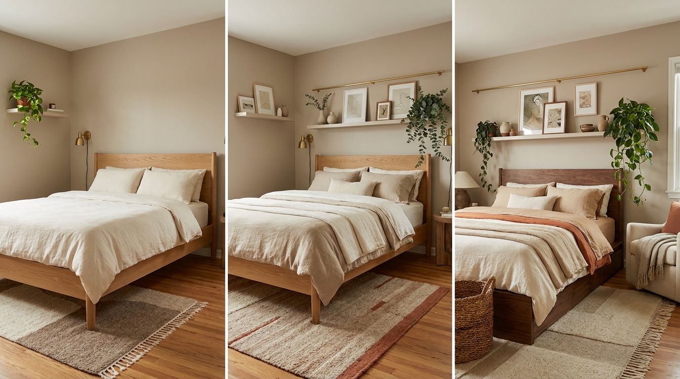 Bedroom decor budget tiers — feature