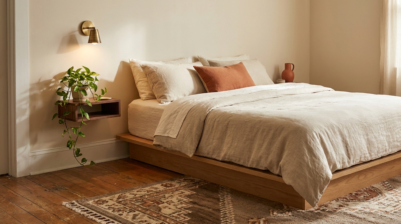 Bedroom budget $200 inflection tier with rug and sheet set